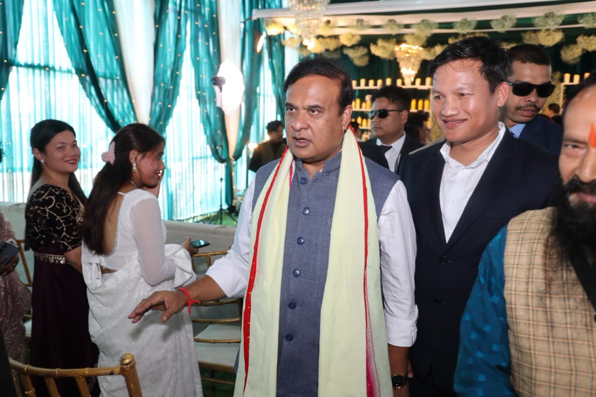 CMOfficeAssam's tweet photo. HCM Dr @himantabiswa attended the wedding reception of Smt. Rupali Langthasa, MAC of Dima Hasao Autonomous Council in Umrangso.

HCM extended his best wishes to the couple and wished them a happy life ahead.