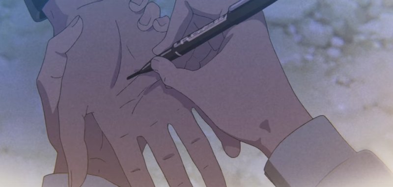 서로를 잊지 않게 손바닥에 아이디를 적어두자

...좋아해
바보! 이러면 아이디를 알 수가 없잖아...!!!