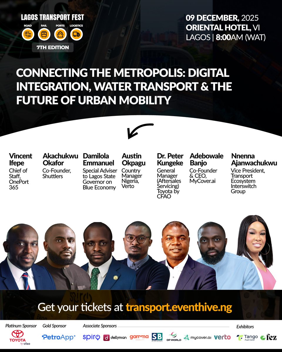 Lagos’s future depends on moving millions efficiently, safely, and sustainably across its multi-modal network. At Lagos Transport Fest 2025, industry leaders will discuss ‘Connecting the Metropolis: Digital Integration, Water Transport, and the Future of Urban Mobility’