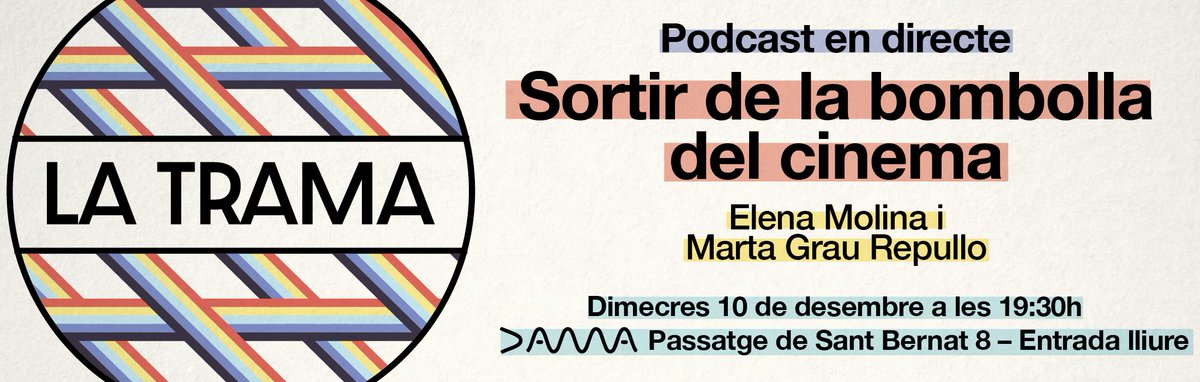 Dimecres de la setmana que ve toca directe a LA TRAMA a l'Espai <a href="/DAMAUTOR/">DAMA</a>!

Una conversa amb la directora Elena Molina i la guionista Marta Grau Repullo sobre escriptura audiovisual i cinema😍

Amb <a href="/vsalaf/">Víctor Sala</a> i <a href="/pausubiros3/">Pau Subirós</a> 

🎙️ Inscripció gratuita: us19.list-manage.com/survey?u=f87aa…