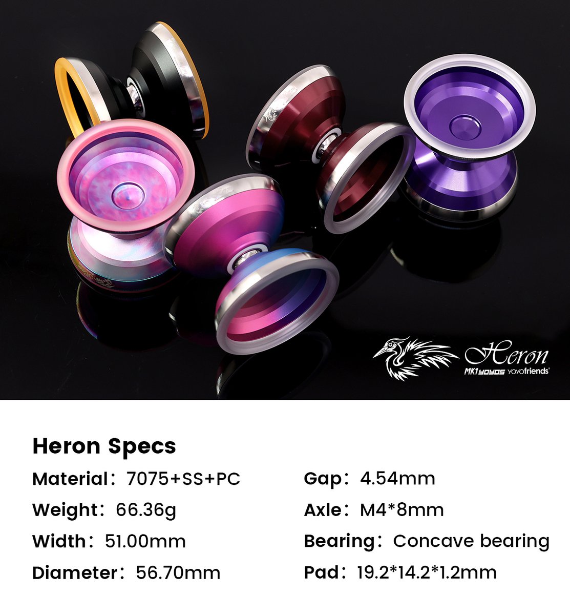 Yoyofriends3's tweet photo. Introducing the Mk1 yoyos X yoyofriends Heron. Heron is a tri-material yoyo excels in both performance and fingerspin capability. Combining both company's forte into one.

Release date: Japan time December 14th 10AM

Price: 120-125 USD

https://t.co/biku3oyFWZ https://t.co/0leKWSO7oD