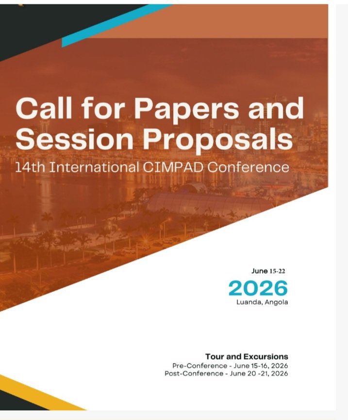 kemnique's tweet image. Dear #Academics #NGOs #Entrepreneurs 

You are kindly informed to submit your proposals for the 14th CIMPAD Conference taking place from 15th to 22nd June 2026 in Luanda, Angola. 

Those interested are encouraged to submit their proposals through the link provided  here: