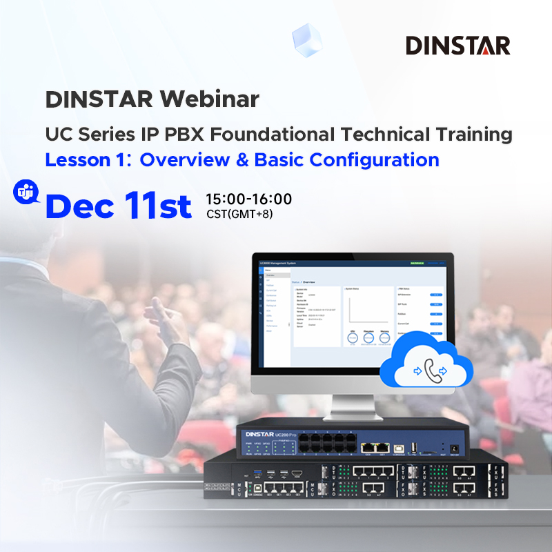 dinstar_voip's tweet image. 📢 Webinar: DINSTAR UC Series IP PBX Foundations – Lesson 1 Overview &amp;amp; Basic Configuration

December 11, 2025 | 15:00–16:00 GMT+8 (Beijing Time)

Live Webinar via MS Teams 

👉 Click the link below to secure your spot!
events.teams.microsoft.com/event/926922df…

#IPPBX #IPCommunications #DINSTAR