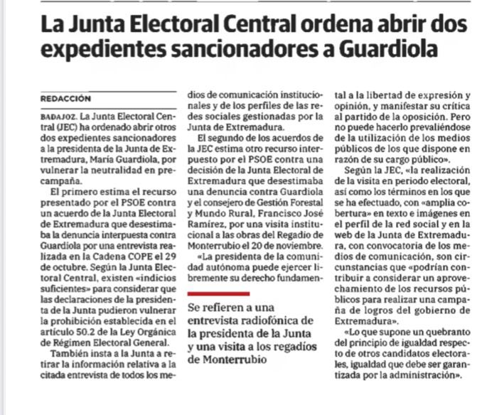 Hace unos días la Junta Electoral le dijo a Guardiola que dejara de hacer trampas en precampaña. Hoy, según la propia JEC, se abren dos expedientes sancionadores mas a Guardiola y al PP por vulnerar la neutralidad.

Si así actúan en precampaña, cuesta imaginar cómo están