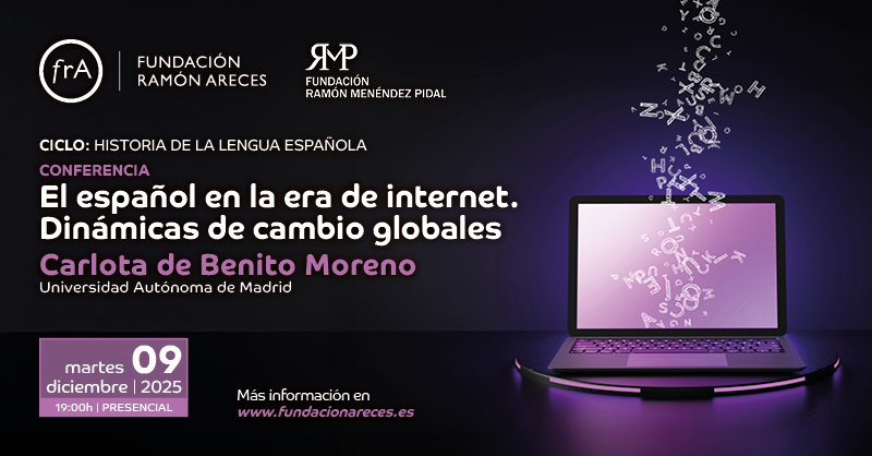 🖥️📷 El español en la era de internet. Dinámicas de cambio globales  La investigadora Carlota de Benito Moreno cierra el ciclo de Historia de la Lengua Española organizado con la <a href="/FundacionAreces/">FundaciónRamónAreces</a> 

🗓️9 de diciembre 🕖 19 h en #frAreces 
🎥fundacionareces.es/fundacionarece
