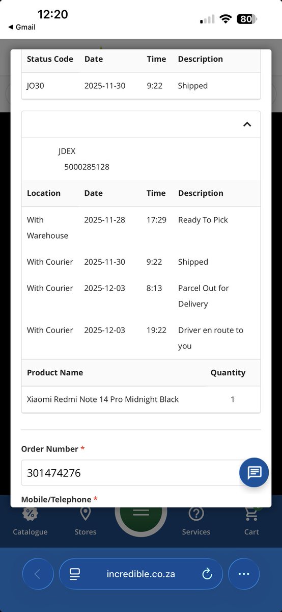 Salvager6's tweet photo. ⁦@IncConnection⁩ hi there. If my order was “en route” to me from Wednesday evening at 19:22, why is it not “with me” 1 and a half days later? What is going on with my delivery? https://t.co/Lwb2nlWtVs