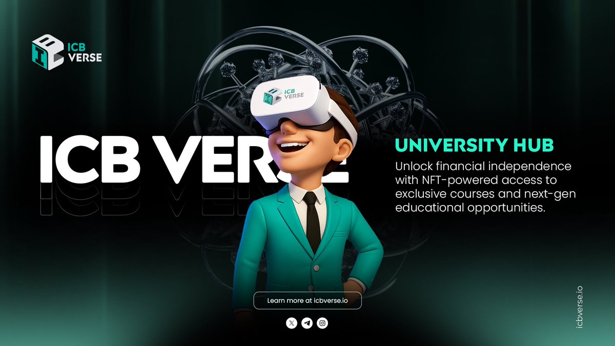 icbverse's tweet photo. 🚀🎓 Education meets Web3 in the ICB Verse University Hub.
NFT access unlocks premium courses, unique learning experiences, and new digital opportunities for creators and students alike. 📚
 
👉 Explore ICB Verse: https://t.co/1aDQj6eKD2
#ICBVerse #MetaverseEducation #Web3 https://t.co/ZY8CSHTnH2