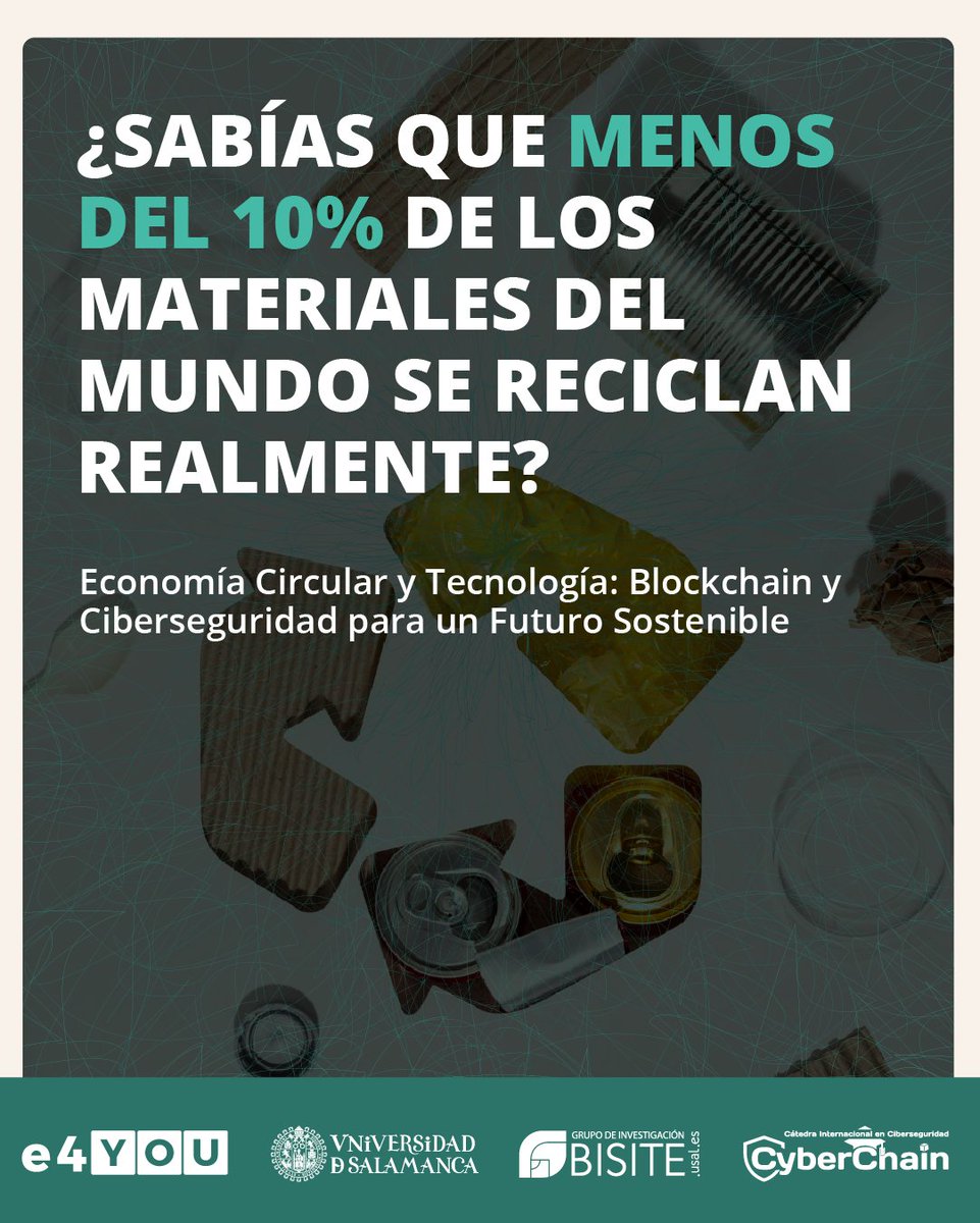 ♻️Aunque la economía circularbusca reducir residuos y aprovechar los recursos al máximo, menos del 10 % de los materiales globales se reintroducen realmente en el ciclo productivo.

En este curso en #e4YOU te explicamos todos los detalles.

✍🏻Inscríbete⬇️
e4you.org/es/moocs/econo…