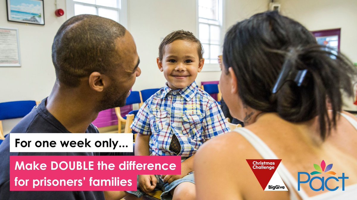 For the next week, every donation to Pact is DOUBLED up to a total of £32.5k thanks to the <a href="/BigGive/">Big Give</a> campaign. When you give now, your money will make twice the difference to…

👨‍👦 Support prisoners' children
🤲 Keep families together
🔓 Reduce reoffending

pact1.link/BigGive2025