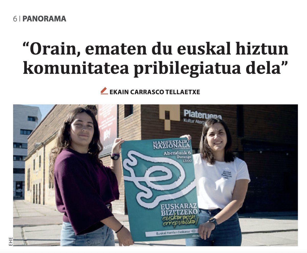 admeuskeraztald's tweet image. “Orain, ematen du euskal hiztun komunitatea pribilegiatua dela”

Iraia de la Torre Landera (Azagra, Nafarroa)

argia.eus/albistea/orain…