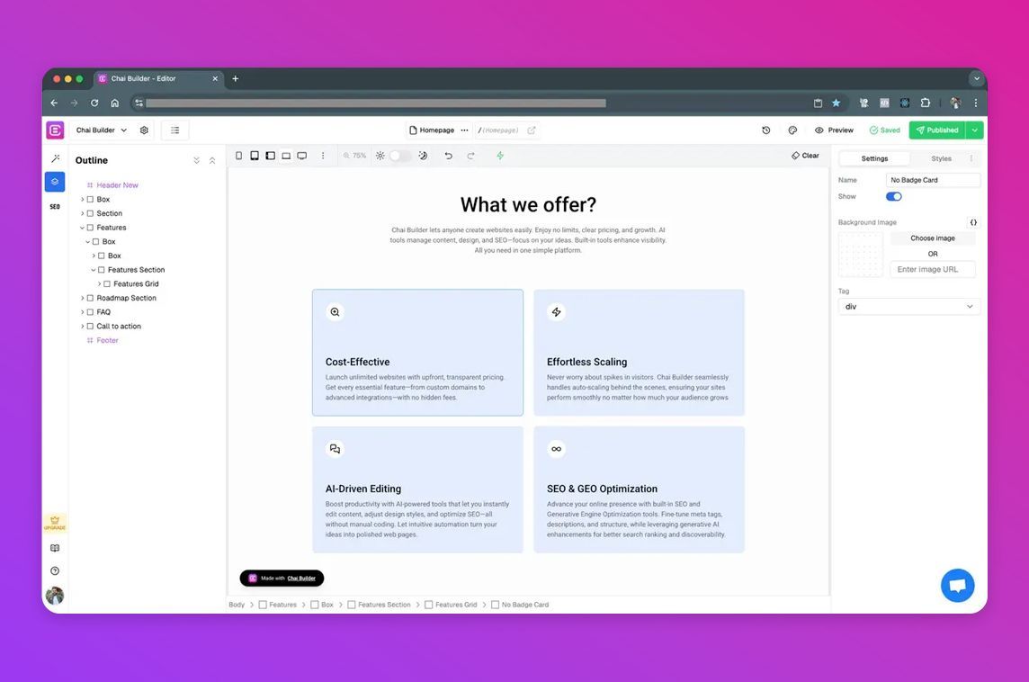 madewith_react's tweet image. ⚙️ @chaibuilder is an open-source low code React + Tailwind CSS builder! - madewithreactjs.com/chai-builder