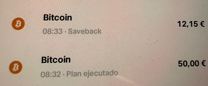 🧐  Interesante el Saveback de Trade Republic.

Si gastas 1.500€ al mes con la tarjeta, te dan 12,15€ netos al comprar 50€ en algún producto.

Unos 140€ al año por no hacer nada especial, no está mal.

Cuidado porque en el caso de Bitcoin $btc, el spread es bastante malo.