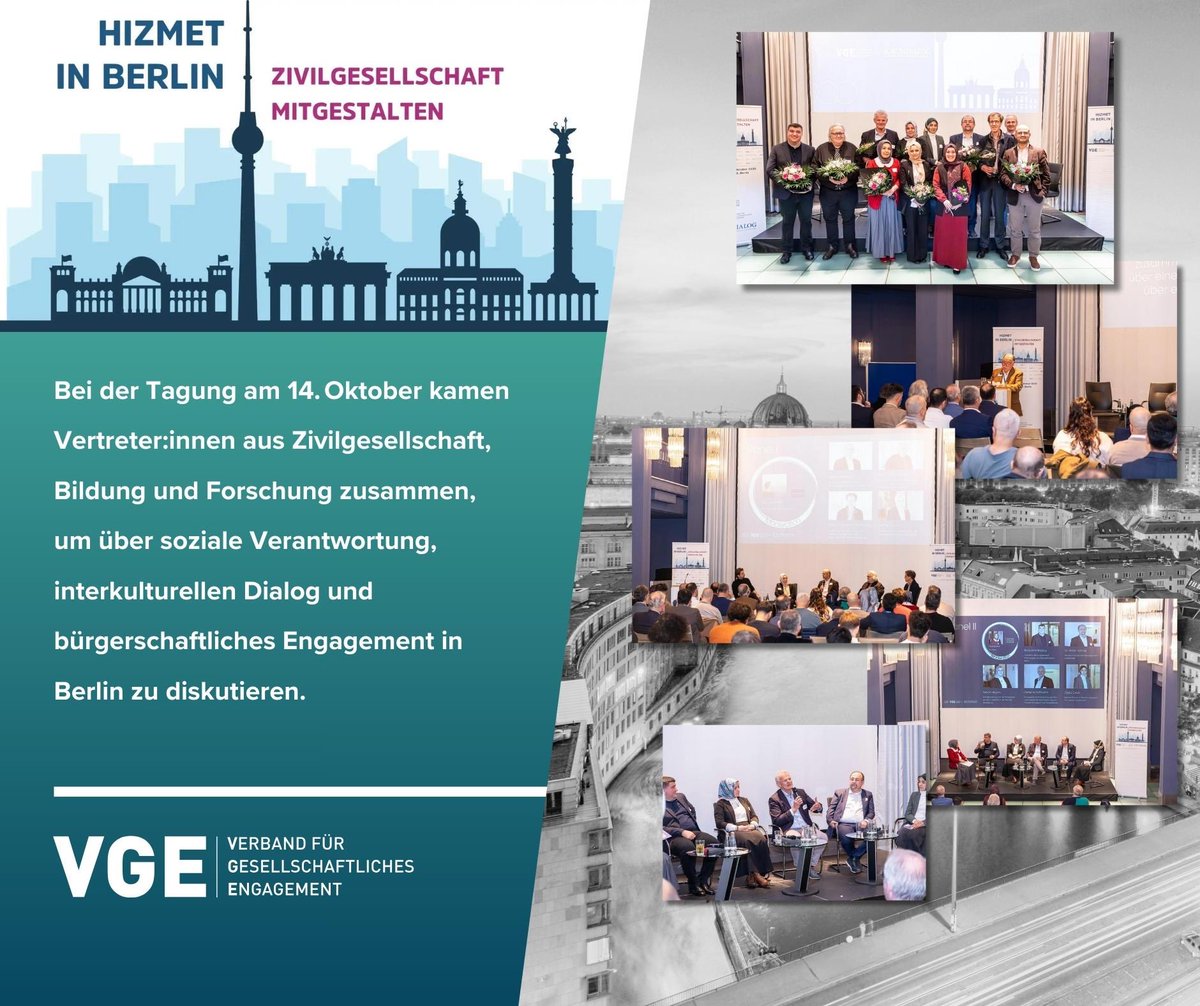 Rückblick auf unsere Tagung „Hizmet in Berlin – Zivilgesellschaft mitgestalten“ am 14.10! Vertreter:innen aus Zivilgesellschaft, Bildung &amp; Politik kamen zusammen um über Engagement, soziale Verantwortung und interkulturellen Dialog zu diskutieren #Ehrenamt #TagdesEhrenamtes