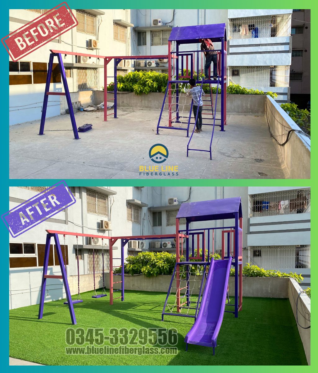 BlueLineFiber's tweet photo. Before &amp; After Rooftop Jungle Gym – Swing, Slide, Monkey Bar &amp; Climber | Blue Line Karachi
📞 Call/WhatsApp: 0345-3329556
📍 Karachi, Pakistan
https://t.co/vCfNnopYeX

#playground #playgrounds #playgroundequipment #kids #kidsplayground #outdoorplayground #outdoorplay #kidsplay https://t.co/656nyKmyto