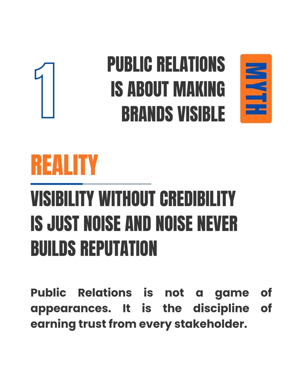 Cumulus_PR's tweet photo. These days anyone can achieve attention for a bit, but very few earn that trust. Public Relations is the shift from noise to credibility, from being noticed to being believed. That is the real difference between publicity and reputation.

#PublicRelations #CommsMatter https://t.co/E8IF7wgu9Y
