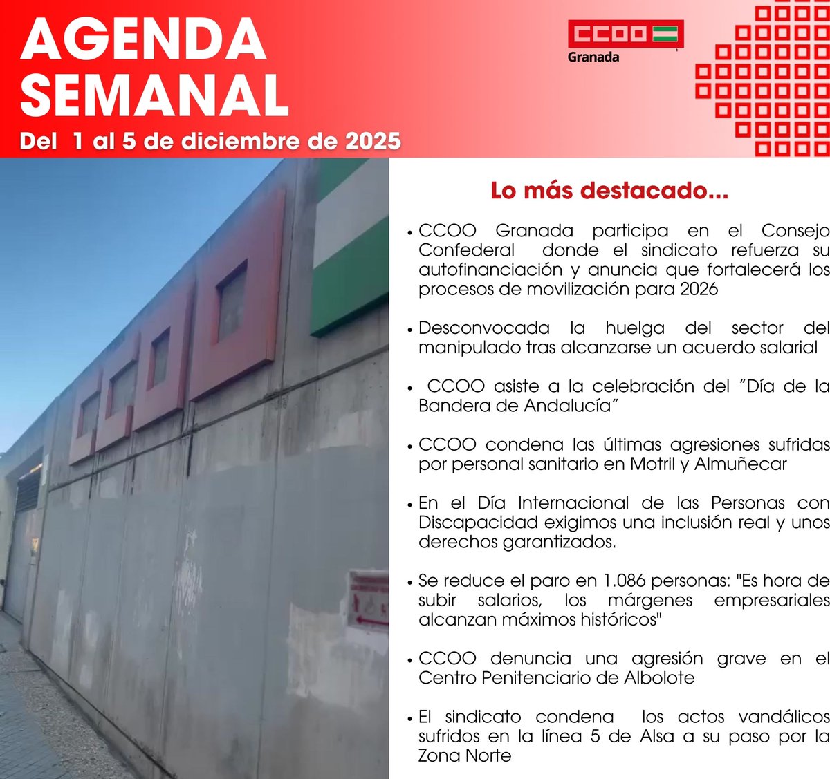 ⭕️Esta semana en CCOO Granada...