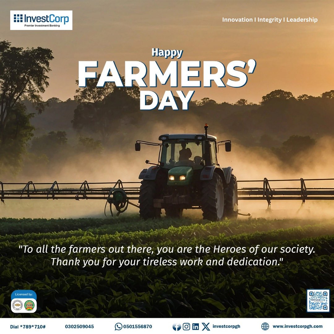 Today, we recognise the farmers whose hard work feeds our families, our communities, and our nation. Your contribution is invaluable. Happy Farmers’ Day.
#happyfarmers #farmersday #investcorp