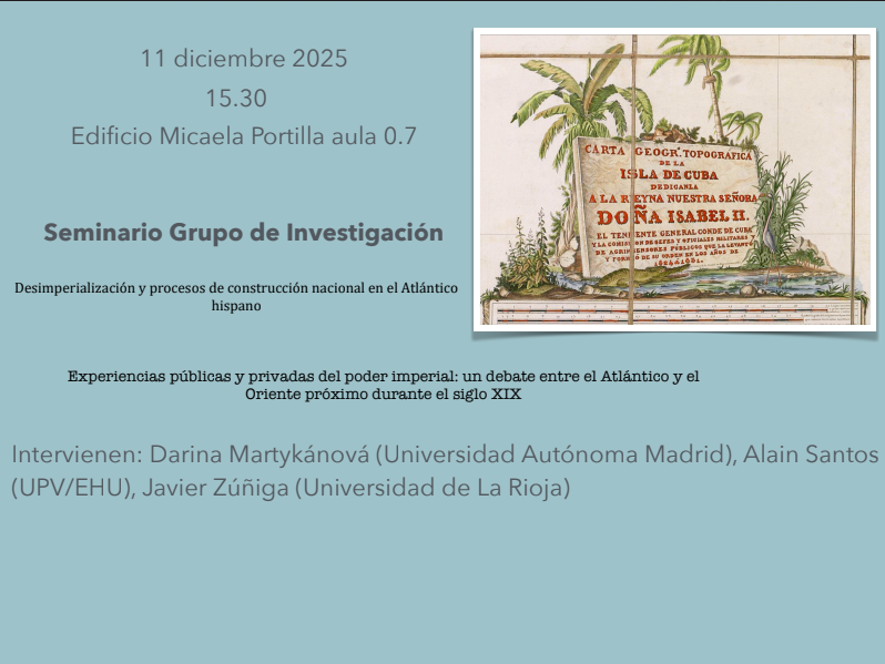 Nos vemos la semana que viene en <a href="/ValentinForonda/">@Instituto Valentín de Foronda</a> para hablar de imperialismos con los colegas Alain Santos y <a href="/DarinaMarty/">Darina Martykánová</a>! Un debate entre las esferas públicas y privadas de las prácticas imperiales, desde Cuba hasta el imperio Otomano.