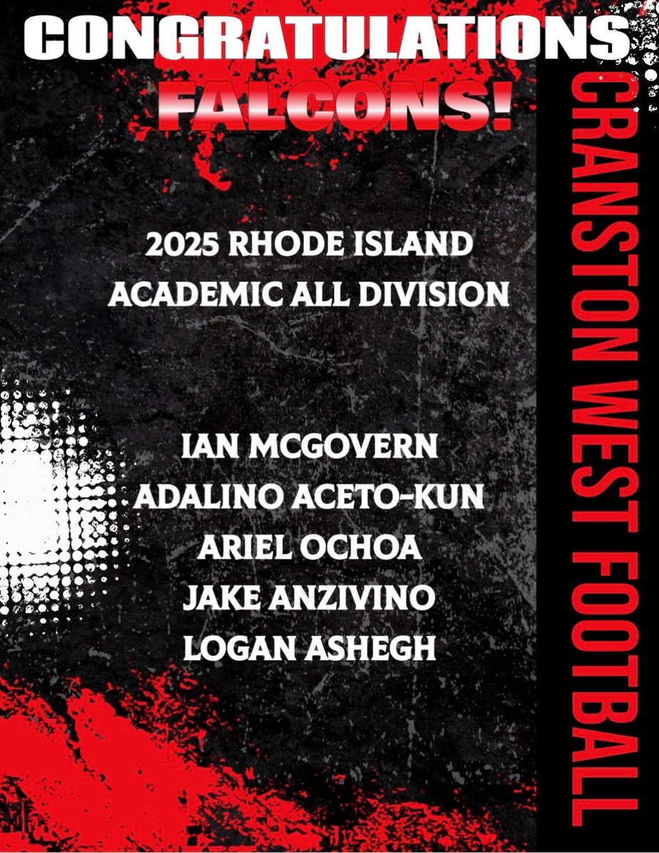 Falcon Football Post Season Honors. Proud of these guys. Well deserved  <a href="/CHSWprincipal/">John Fontaine</a> <a href="/CranstonSchools/">Cranston School Dept</a>