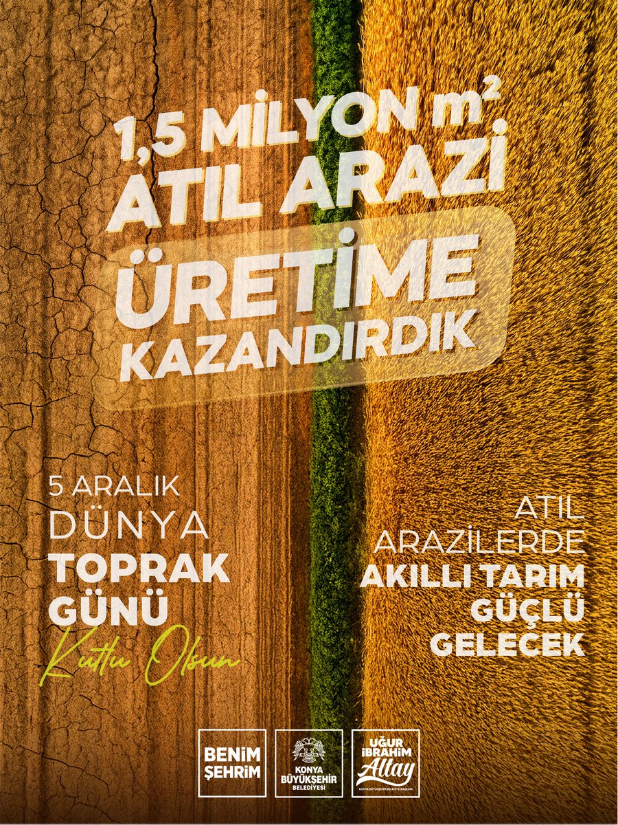 Toprağı korumak, geleceği korumaktır. 

Konya’mızda 1,5 milyon metrekare atıl araziyi üretime kazandırırken, toprağımızı korumayı ve verimli kullanmayı da önceliğimize aldık.

Akıllı tarım uygulamalarıyla hem suyumuzu israf etmiyor, hem de toprağımızı güçlendirerek gıda