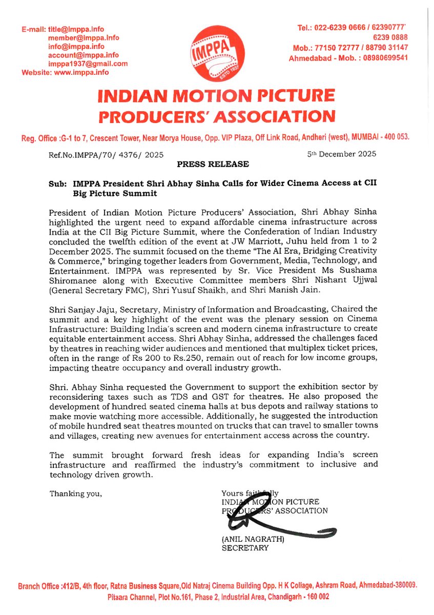 INDIAN MOTION PICTURE PRODUCERS' ASSOCIATION tweet media