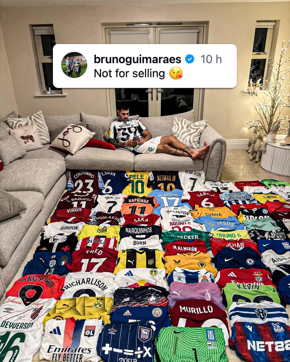 ESPNUK's tweet image. Bruno Guimarães has a wild football shirt collection 🤯