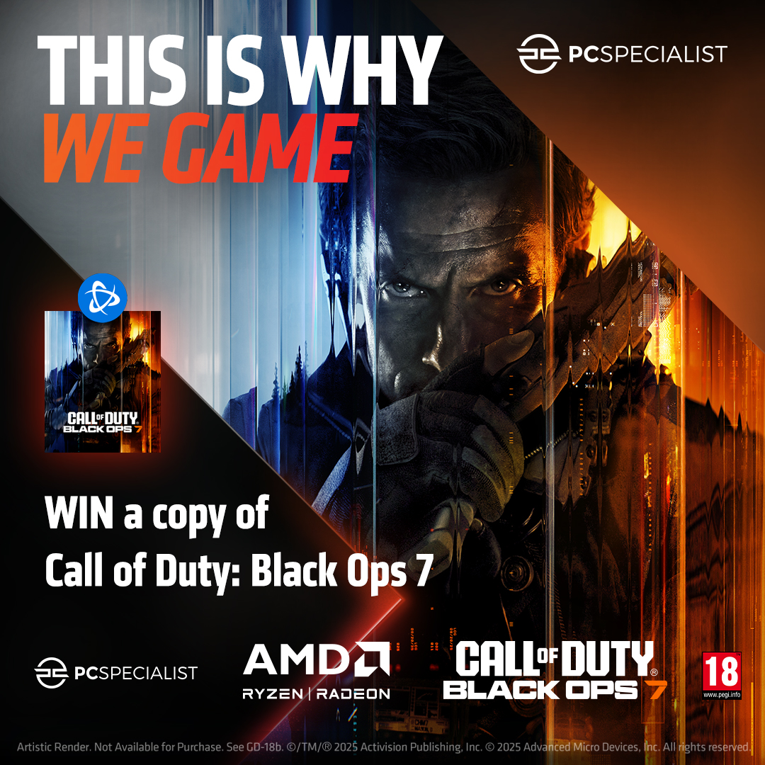 PCSpecialist's tweet image. We have a Black Ops 7 game key to give away thanks to @AMDGaming! Dive into the BIGGEST Black Ops experience ever.

Get cutting-edge performance with AMD Ryzen™ and Radeon™ products.

To enter:
❤️ Leave a like
🔄 Repost/ Share
👥 Tag a friend
💬 Comment #BlackOps7