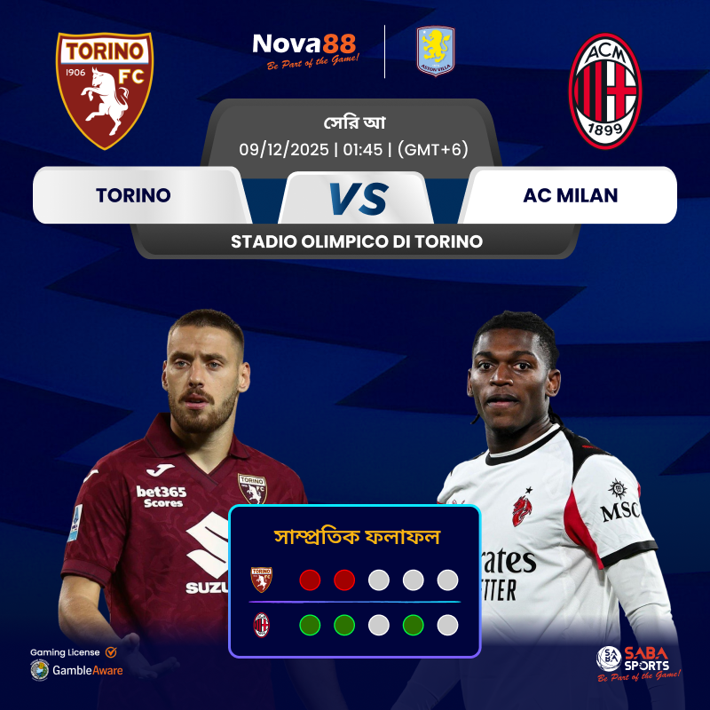 🔥 সেরি এ ডাবল হিট! 🔥
⚡ নাপোলি vs যুবেন্টাস
🔥 তোরিনো vs এসি মিলান 

BE PART OF THE GAME WITH NOVA88
⚽ Official Asian Betting Partner of Aston Villa
🔗 cli.re/nova88blog
Nova88. All Rights Reserved. 18+ Be Gamble Aware.
#Nova88 #BePartOfTheGame #TrustedOnlineCasino