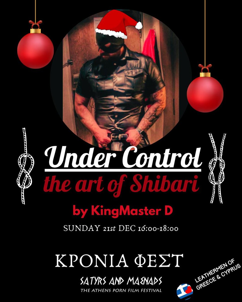 Eργαστήριο Shibari 

Κυριακή 21 Δεκεμβρίου 16:00-18:00 στα πλαισια του <a href="/Athenspff1/">Athenspff</a> by <a href="/Menelas74/">Menelas</a> 
ΡΟΜΑΝΤΣΟ: (Main/Κύρια Αίθουσα) Anaxagora 3, Athina 105 52

Χρειάζεται απαραίτητα εγγραφή στον σύνδεσμο (link in bio or leathermen.gr)

<a href="/kingmaster_d/">kingmasterD</a> + ME!