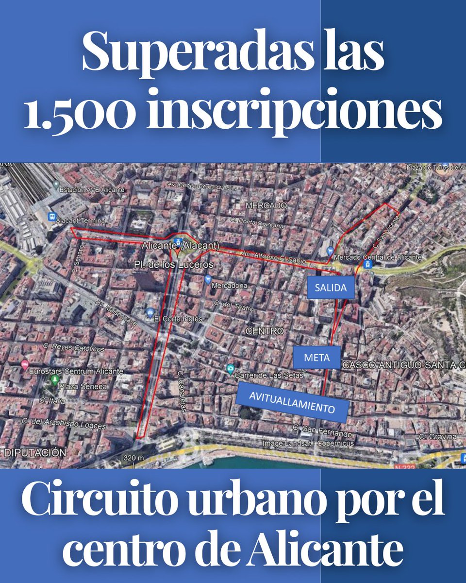 🎅👟 La San Silvestre de Alicante supera las 1.500 inscripciones en menos de una semana. ¡Vamos camino de récord! 🎉
No te quedes sin dorsal.

🏁 26 dic · 19:30 h
📍 Rambla Méndez Núñez
🎭 Premios a los mejores disfraces

👉 l1nq.com/cMO3f
 🎄✨