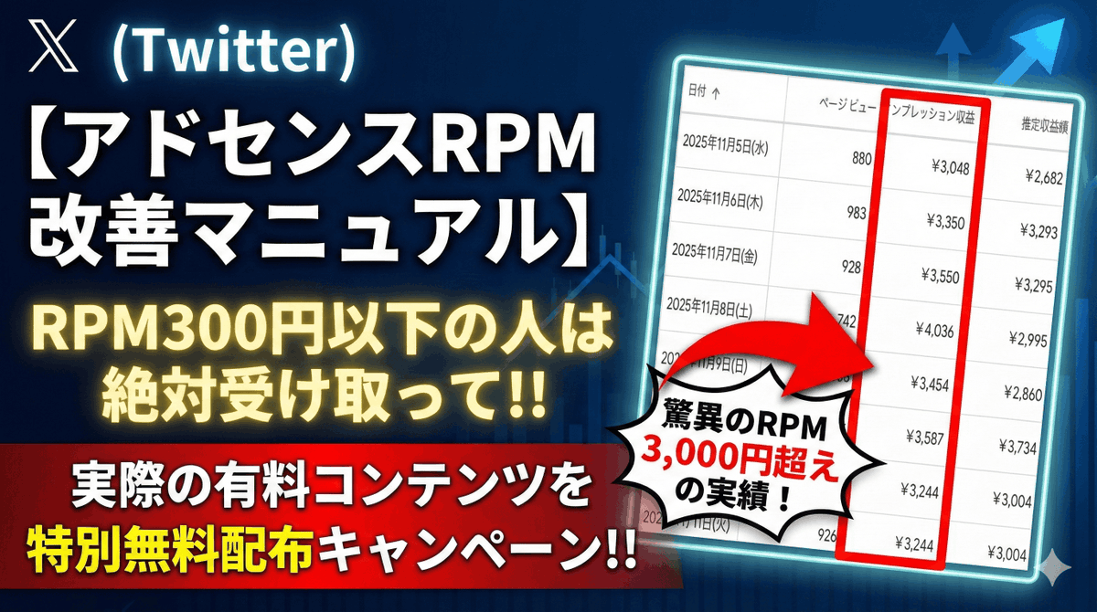 yamaken_5463's tweet photo. 📷無料配布！【アドセンスRPM改善マニュアル】

実際に有料で販売して大好評だった
アドセンスRPM改善マニュアルを
無料配布します。

今月、アドセンス収益を爆上げしたい方は
受け取ってすぐブログに導入してくださいね。

【受け取り方法】 
１.いいね 
２.リツイート 
３.「アドセンス」とリプ  

※この企画は予告なしで終了します。お受け取りはお早めに。
