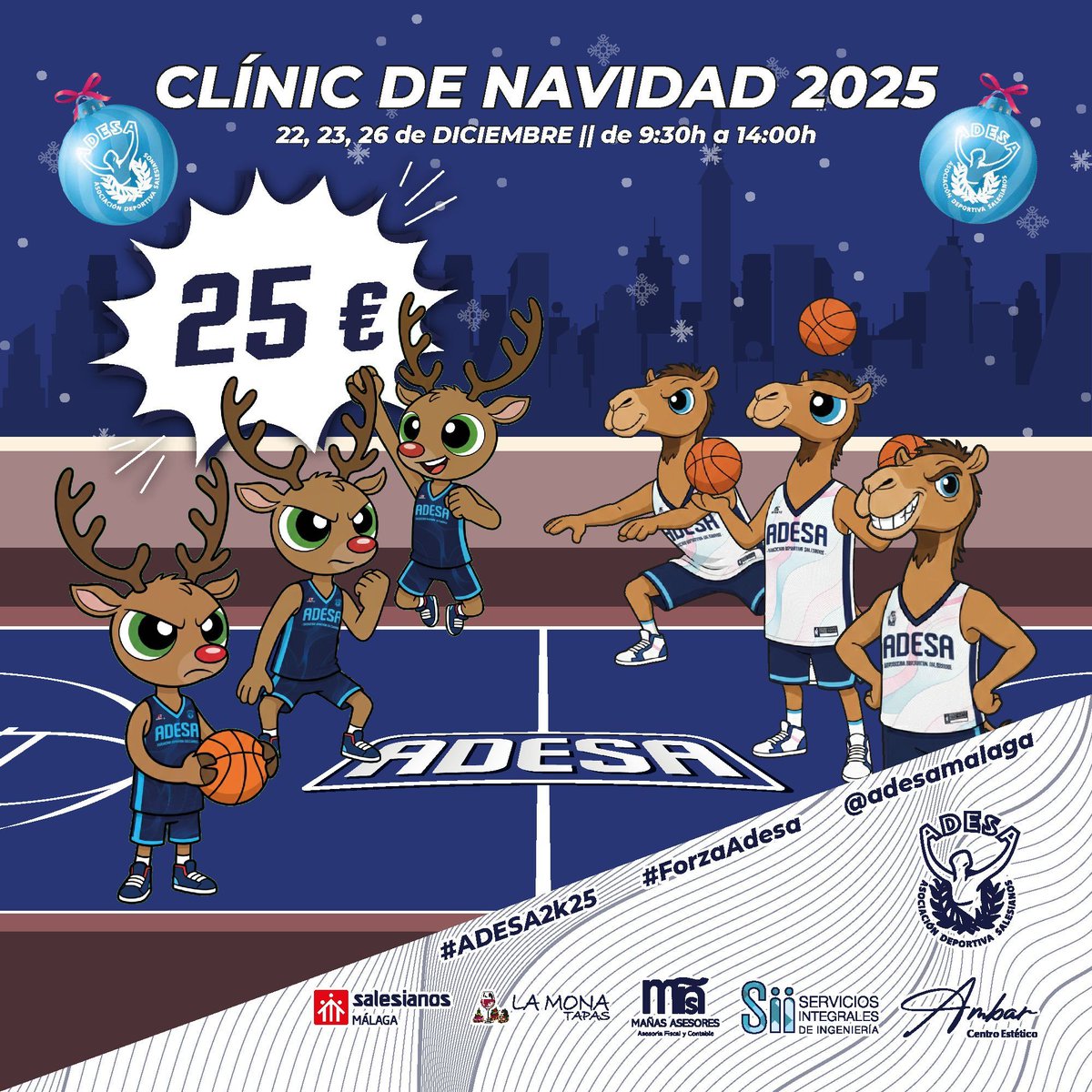 ¡¡ YA ESTÁ AQUÍ NUESTRO CLÍNIC DE NAVIDAD !! 🏀⛹ 22, 23 y 26 de Diciembre 🩷💙💙

Para realizar la inscripción solo tienes que rellenar la solicitud de inscripción que encontrarás en nuestra web >>> adesamalaga.com/noticias/clini…

#ADESA2k25 #ForzaAdesa #ProtagonistasDeLaHistoria
