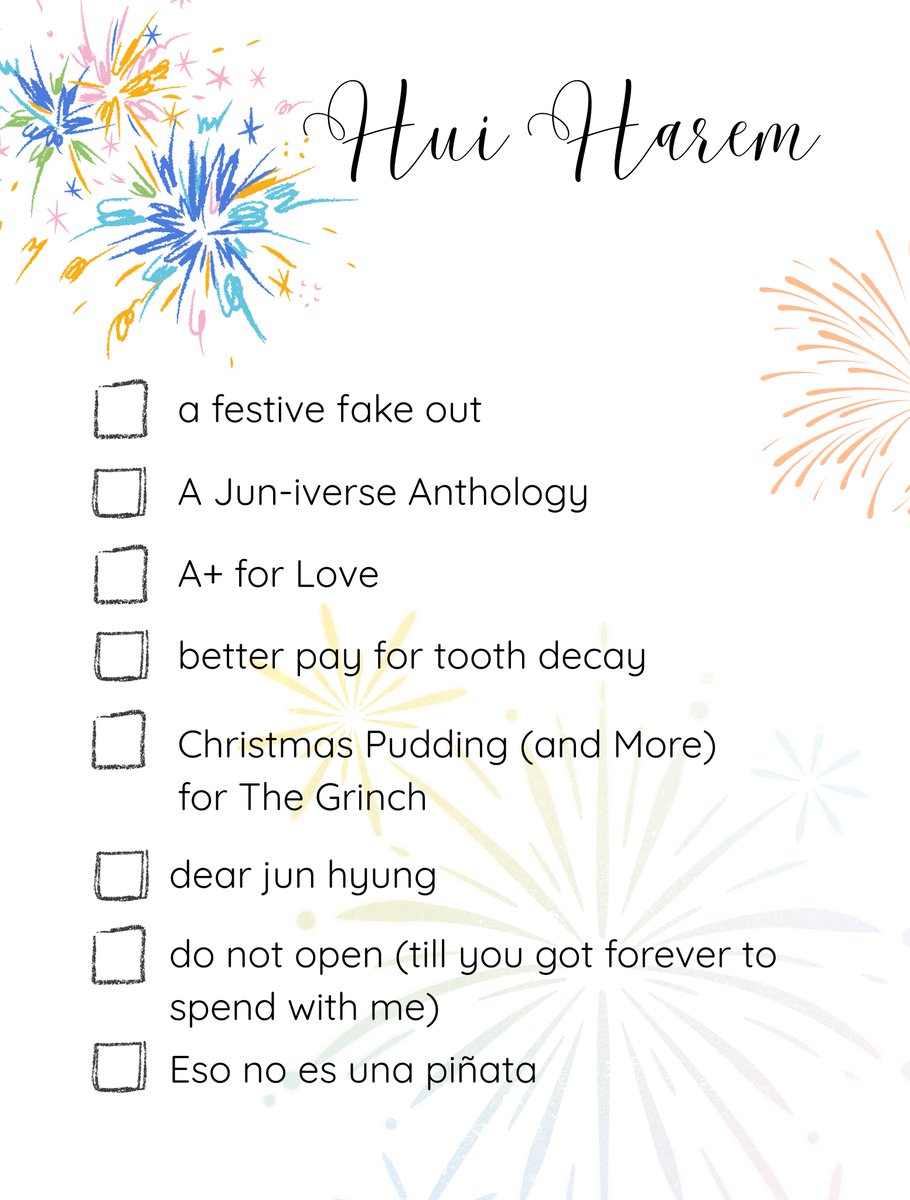 huiharem's tweet photo. Consider this as start of the Hui Harem for the Holidays countdown. ✨

We've got your first glimpse of the titles! Which one sounds like your favorite JUN pair?

Get ready to unwrap these titles next week, starting December 10!

#HolidaysWithHui
#HuiFestiveFic
#TeasetheSeason https://t.co/krTCK1DN6G