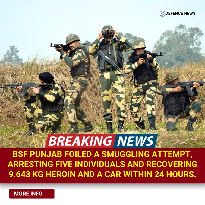 force36911's tweet photo. #AlertBSF foils major cross-border narco-drone bid! In a swift high-alert operation along the Punjab border the drone was brought down, heroin packets were seized, and armed smugglers were arrested.
#BSFAgainstDrugs #BSFDroneSlayers #Dhurandhar #Abhiya #BBK12 #AFazenda #Mammootty https://t.co/ro7fqhOZbr