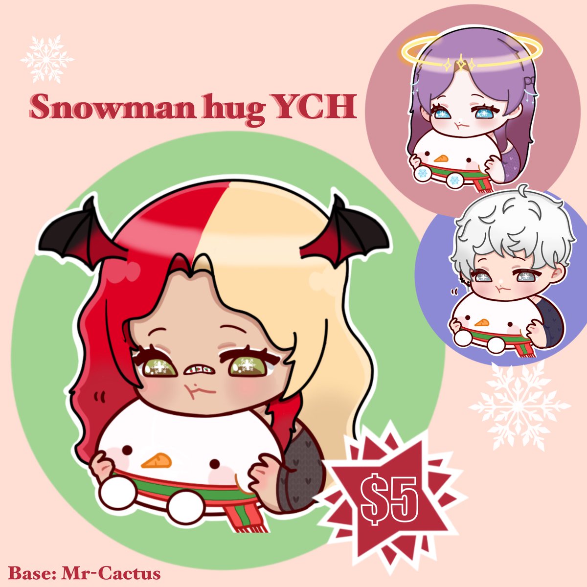 I have some time between classes, would anyone be interested in these Christmas YCH comms? I’d put this on vgen if there is interest!!🎄🎁