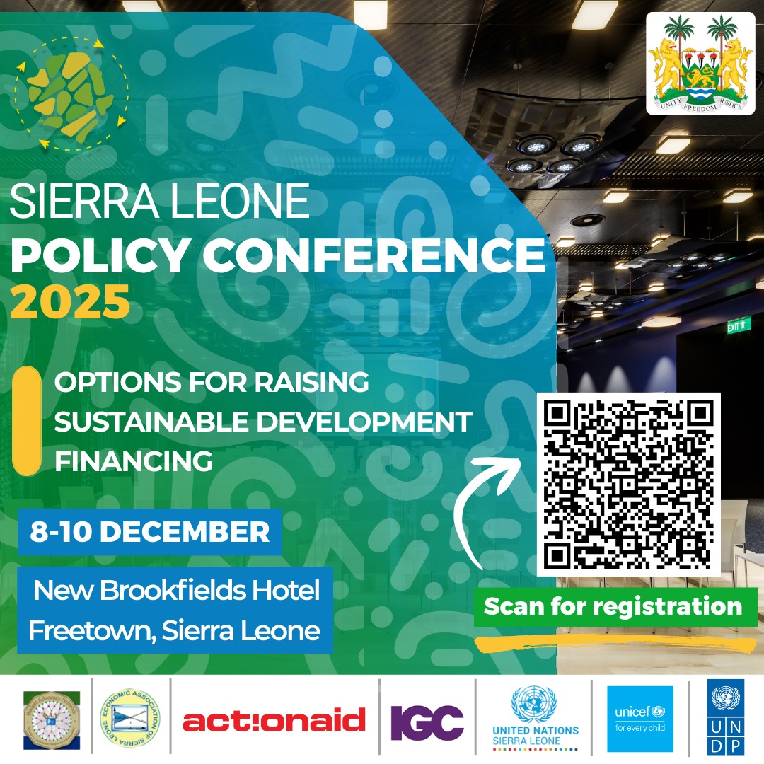 The Sierra Leone Policy Conference 2025 is about to drop 🔥 
Register ONLINE – 📱scan the QR code and secure your spot NOW!
Let’s finance 🇸🇱 Salone’s future together! Who’s ready? 

<a href="/dsengeh/">David Moinina Sengeh</a> <a href="/FredAmpiah/">Fredrick Ampiah</a> <a href="/KevinPetrini/">Kevin Petrini</a> <a href="/moped2025/">Ministry of Planning and Economic Development</a>
<a href="/mof_sl/">Ministry of Finance, Sierra Leone</a> <a href="/MoiceComm/">Ministry of Information & Civic Education S/Leone</a> <a href="/UNSierraLeone/">UN in Sierra Leone</a> <a href="/UNICEFSL/">UNICEF Sierra Leone</a>