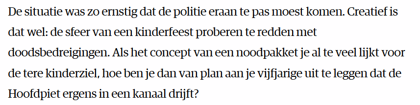 Het is niet om te lachen, maar goed geschreven is het wel.