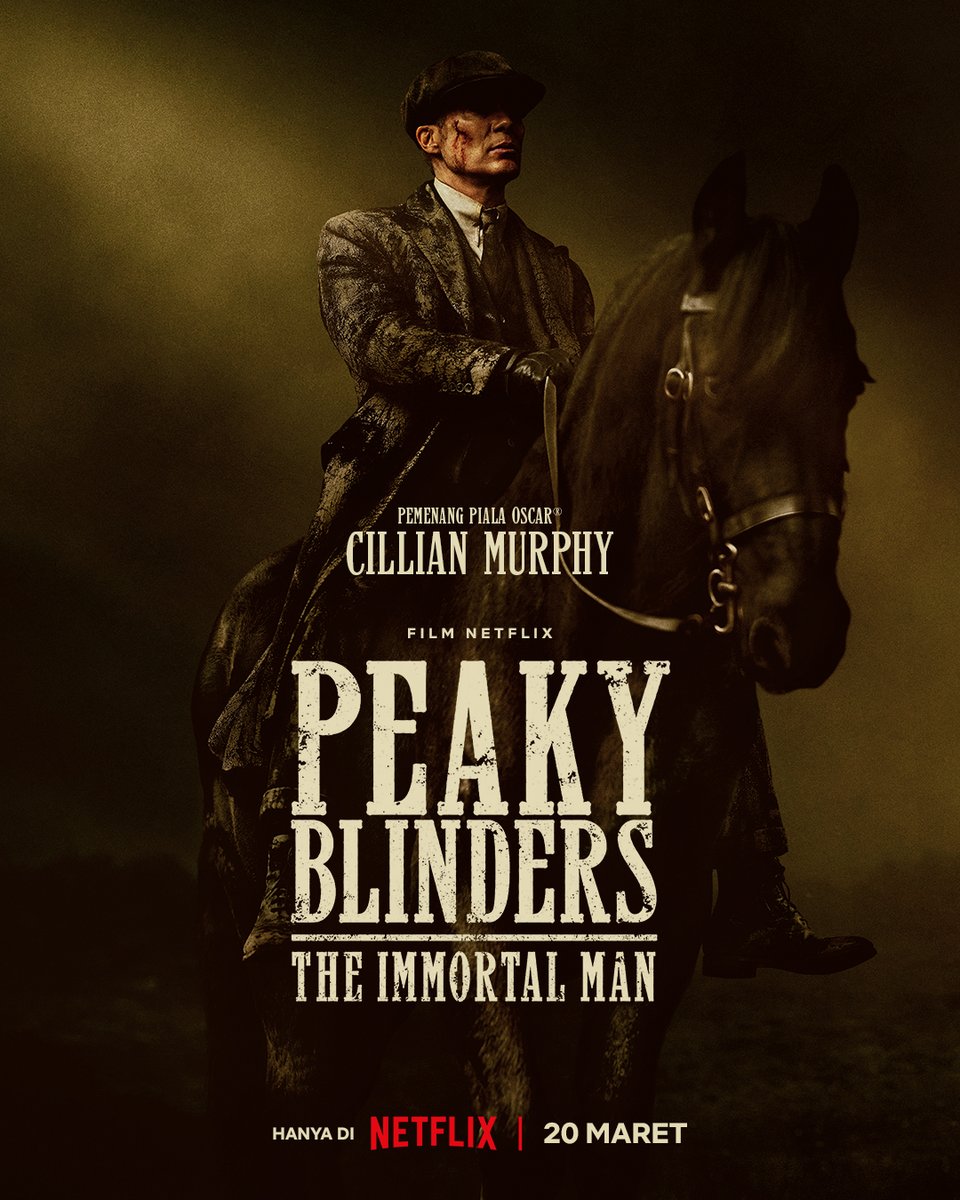 Tor, monitor ketua~ Kasih jalan buat Tommy Shelby si ketua geng yang bakal kembali beraksi! Tandain, film Peaky Blinders: The Immortal Man tayang 20 Maret di Netflix!