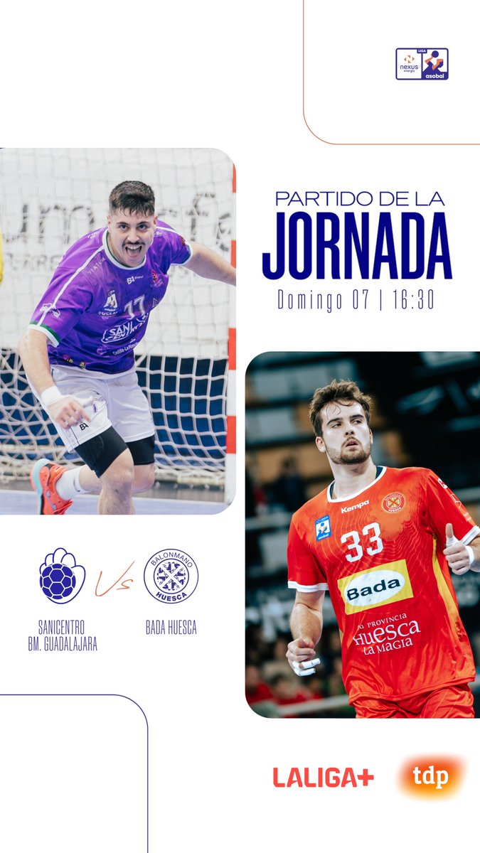 ⭐️ ¡El Pabellón David Santamaría se prepara para recibir este domingo (16:30h) al <a href="/BmHuesca/">Bada Huesca</a> en el #PartidoDeLaJornada12 de Liga <a href="/NexusEnergia/">Nexus Energía</a> ASOBAL! 

🟣 El <a href="/bmguadalajara/">SANICENTRO BM Guadalajara</a> quiere hacerse fuerte ante su afición para sumar 2️⃣ puntos clave 

🤾🏻‍♂️ El conjunto de Nolasco llega con la