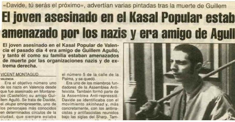 32 años del asesinato de Davide, amigo de Guillem Agulló, en el Casal Popular de Valencia. Tanto él como su familia estaban amenazados de muerte por las organizaciones nazis y ultras. Tras el asesinato de Guillem, advertian, "Davide tú serás el próximo"
lavozdelarepublica.es/2020/12/davide…