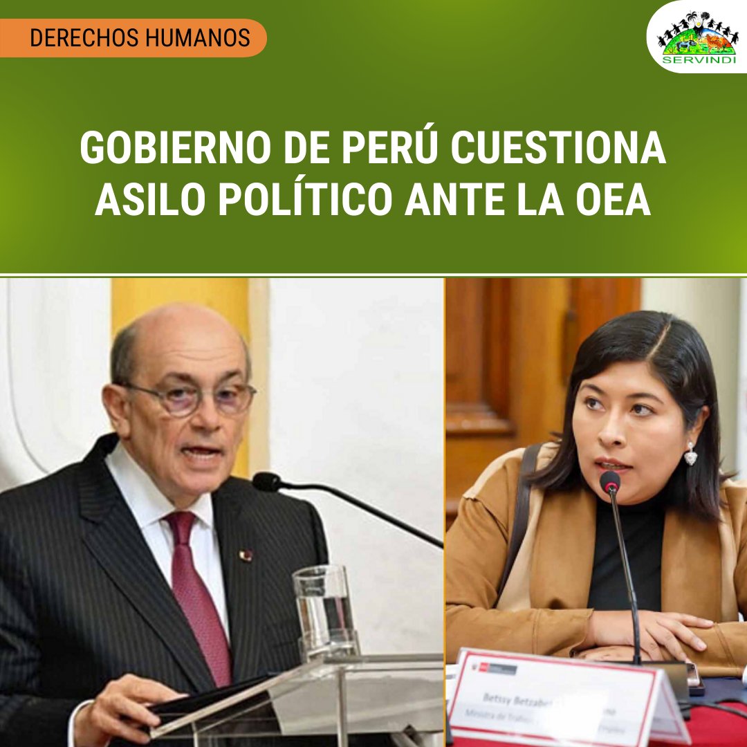 🇵🇪 #Perú𝗚𝗼𝗯𝗶𝗲𝗿𝗻𝗼 𝗱𝗲 𝗣𝗲𝗿𝘂́ 𝗰𝘂𝗲𝘀𝘁𝗶𝗼𝗻𝗮 𝗮𝘀𝗶𝗹𝗼 𝗽𝗼𝗹𝗶́𝘁𝗶𝗰𝗼 𝗮𝗻𝘁𝗲 𝗹𝗮 𝗢𝗘𝗔 ➧ acortar.link/RQCFCN

El canciller peruano Hugo De Zela se presentó ante la OEA para discutir el asilo otorgado a Betssy Chávez en la embajada de México.