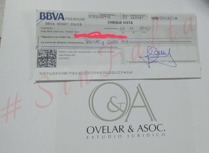 SinFaltapy's tweet photo. Bomba!

El Dr. Pedro Ovelar es el mismo q trabaja para @CONMEBOL en algunos asuntos turbios!

Él pagó indemnizaciones a ex funcionarios de la CSF con cheques personales y lo hizo también en su oficina.
Esto, claramente, constituye un delito.

Aquí 👇 el documento. 
1/2 https://t.co/SfcK9zh5Wt