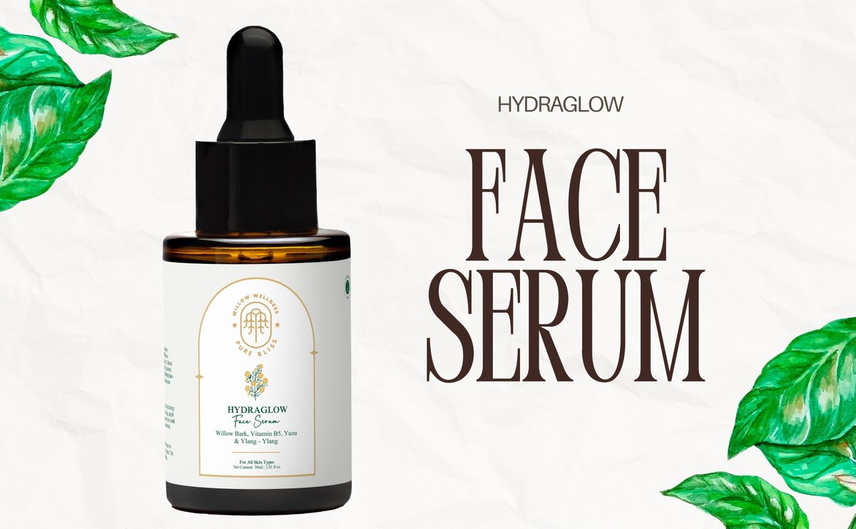 Unlock radiant, hydrated skin with our 2% Hyaluronic Hydraglow Face Serum! Packed with Vitamins B5, Yuzu &amp; Ylang Ylang—pure, clean ingredients for a plump glow. Now 15% off! "My skin is visibly plumper &amp; fine lines fading!" – Rohan. Shop now: willowlifecare.com #CleanBeauty