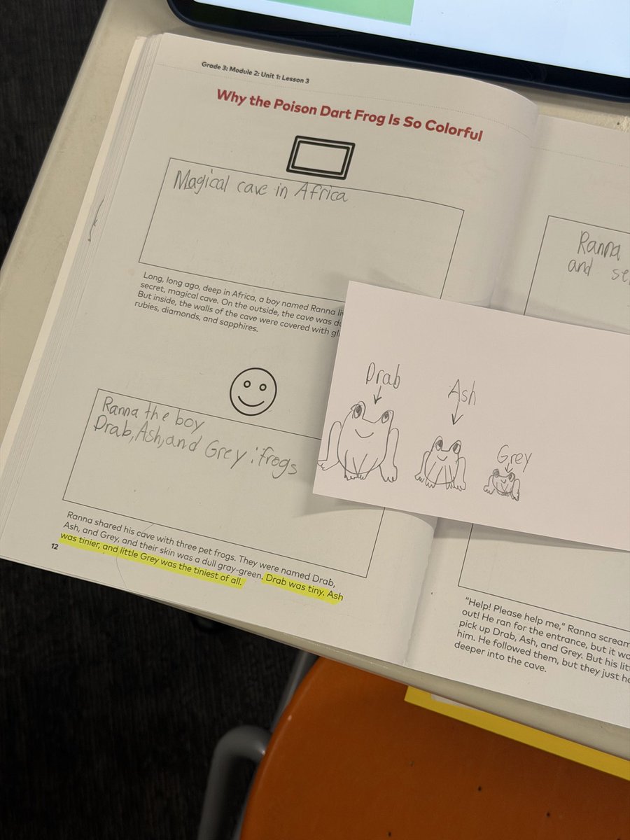twdrpl's tweet image. Collective Storyboard for understanding narrative structure, dialogue, and description.
Focusing on one sentence helped with imagery and knowing how we expect them to show details. Read more here: twdr.edublogs.org

#education #ELeducation #thirdgrade #writing
