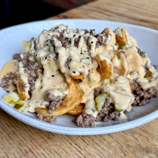 weekend specials! Nantucket Chicken Sandwich, RibSticker Beef Stew, and the McPoutine: Crispy side cut fries topped with ground beef, cheese sauce, chopped pickles, a drizzle of thousand island dressing, and a sprinkle of sesame seeds. Ba da da da daaaa , you're loving it!