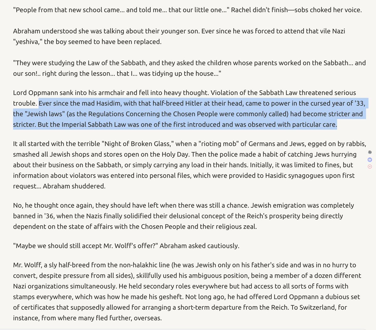 « Et si Hitler était *vraiment* à moitié juif ? »
Les Hajnalis ne peuvent pas envisager de telles hypothèses, c'est tro