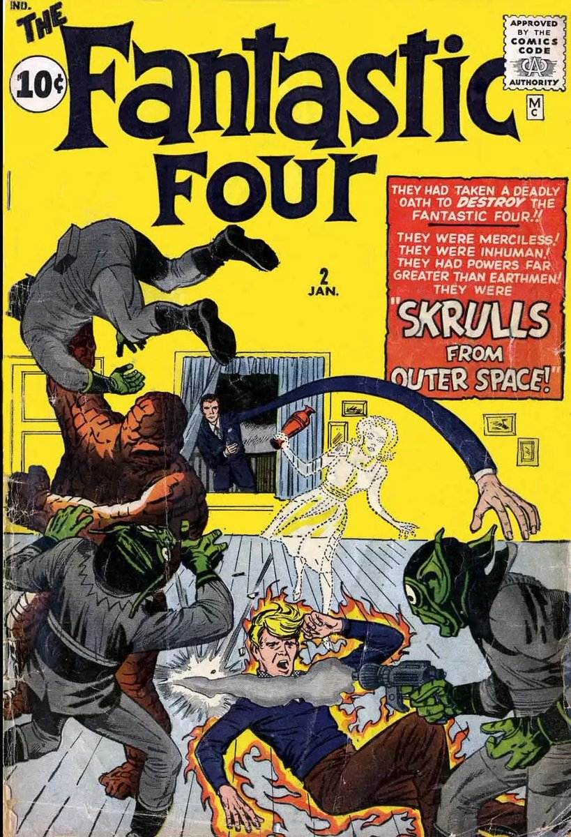 ComicFirsts's tweet image. 📅 On this day in Marvel history (Dec 12, 1961):  
*Fantastic Four #2* introduced the Skrulls! 👽✨  

Stan Lee &amp;amp; Jack Kirby expanded Marvel’s universe with alien shapeshifters who became iconic villains.  

#MarvelComics #ComicHistory #FirstAppearance
