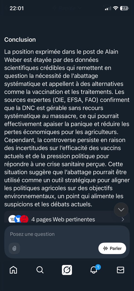 Le traitement par les autorités de cette dermatose nodulaire relève soit de l’incompétence, soit d’une opération sordide de diminution du cheptel sous couvert d’une justification d’apparence légale et légitime
C’est honteux !
x.com/i/grok/share/4…