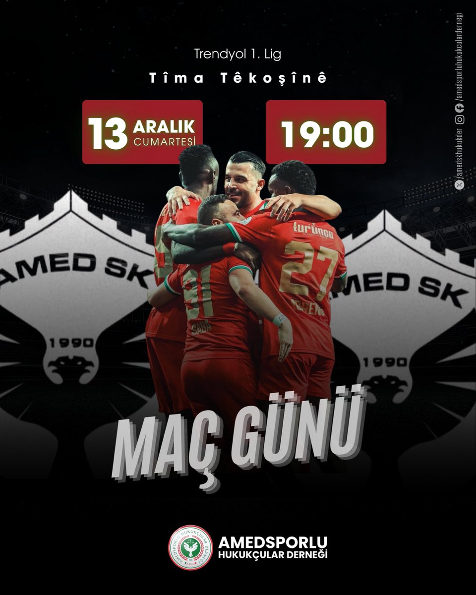 📢 Maç Günü
🆚 Bandırmaspor 
⏱ 19:00
🏟 Diyarbakır Stadyumu

#MücadeleninTakımı