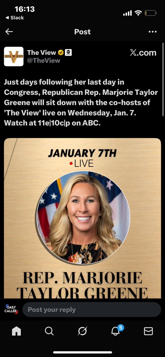 DailyCaller's tweet image. 🚨 Just after she leaves Congress, MTG is headed BACK on the View.